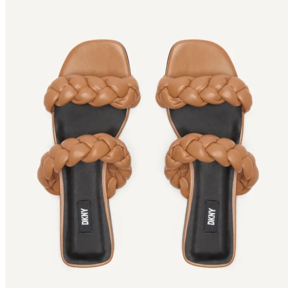 Brand New! DKNY Braided Double Strap Slide Flat Sandals